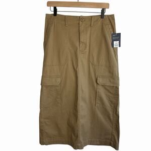 NWT Women's Tan Cargo Midi Skirt Size 8 Cotton Casual School Universal Thread